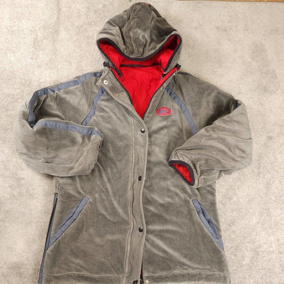 Nike Other - Vintage Nike Boys Reversible Velvet Jacket Size L 14-18 Gray/Red